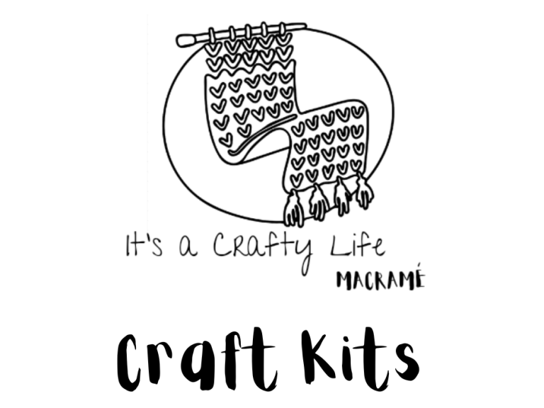 Logo featuring a craft kit illustration and the text "It's a Crafty Life Macramé" and "Craft Kits."